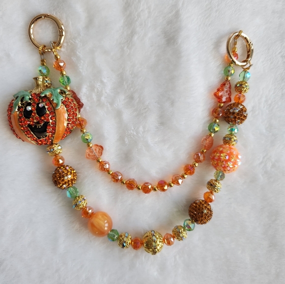 Accessories - Festive Pumpkin Halloween Charm Bag Jewelry